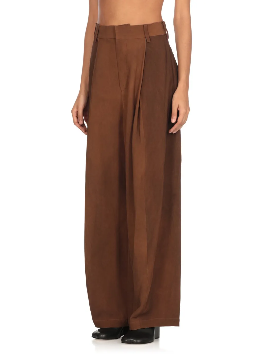 Wide-Leg Pleated Trousers