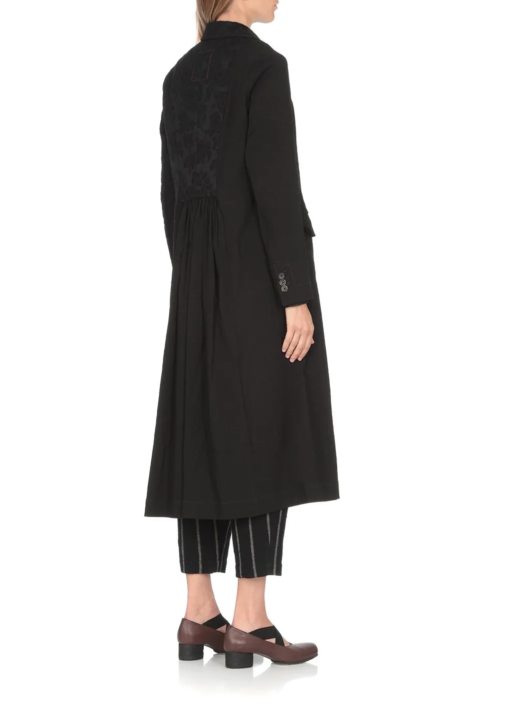 Double-Breasted Coat With Jacquard Detail