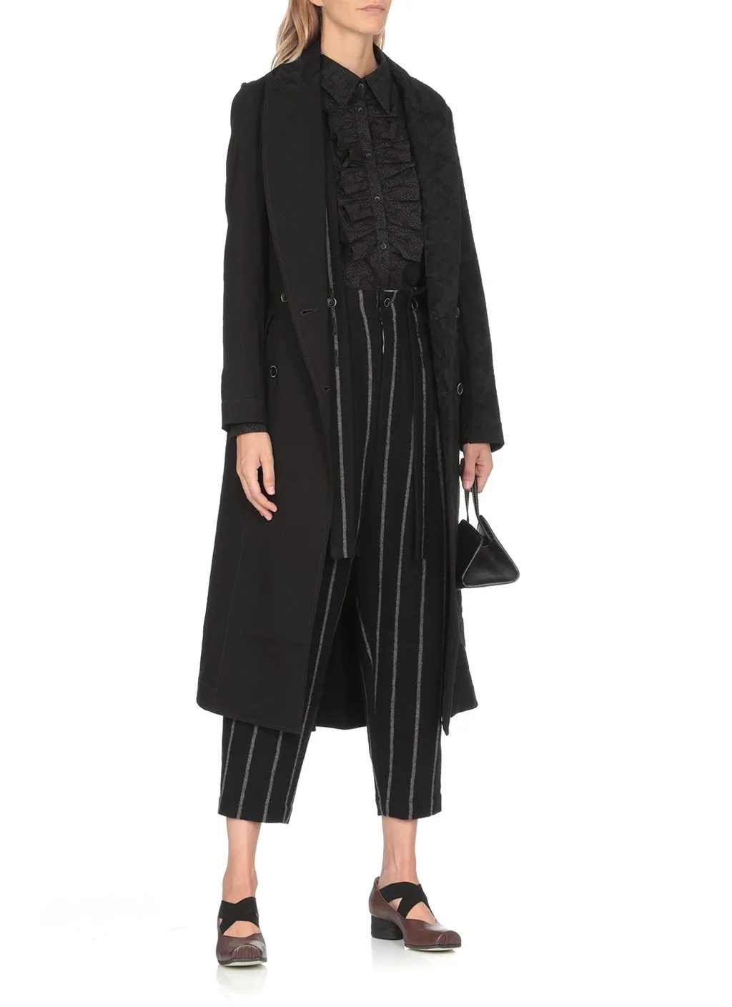 Double-Breasted Coat With Jacquard Detail