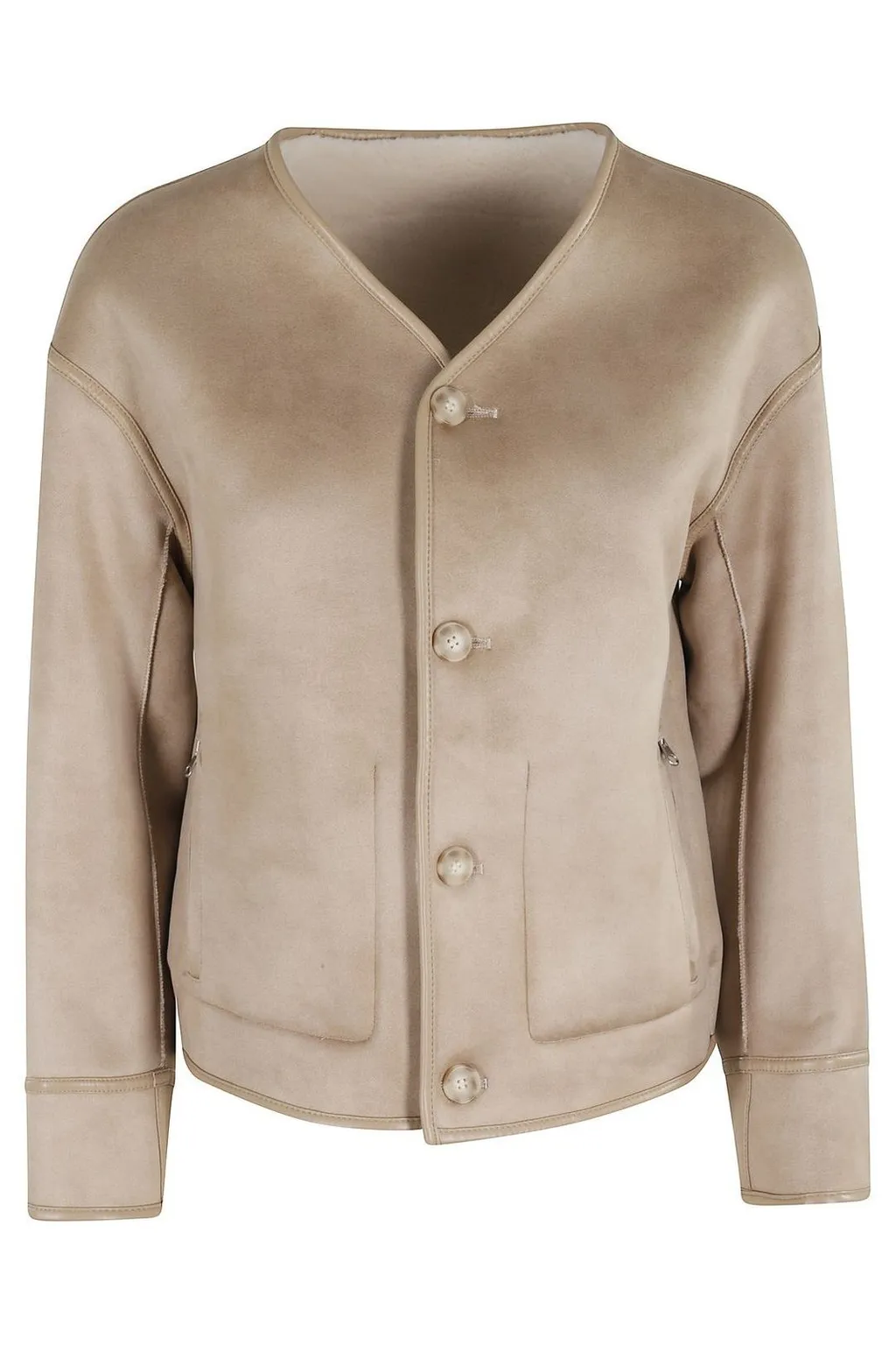 V-Neck Button-Up Jacket