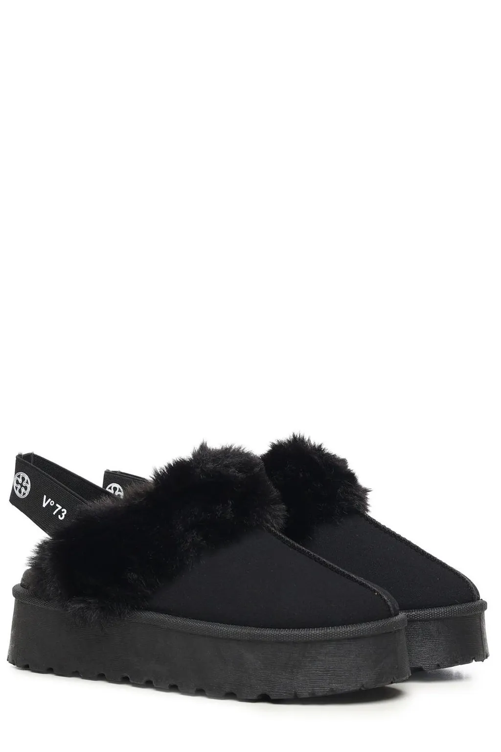 Platform Clogs With Fur Trim