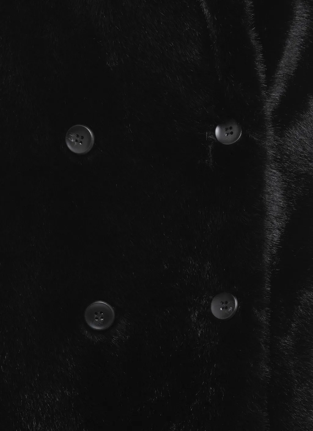 Double-Breasted Faux Fur Coat