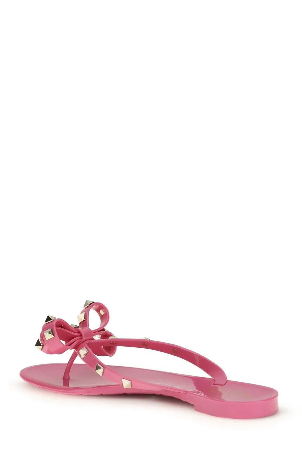 Jelly Thong Sandals With Studded Bow