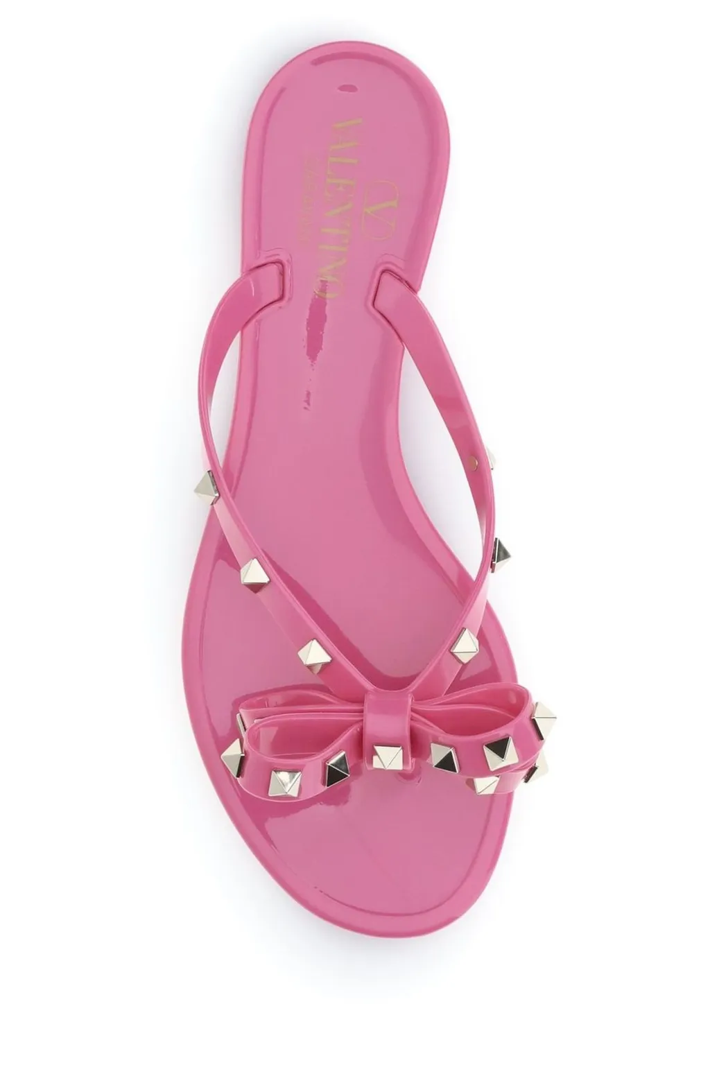 Jelly Thong Sandals With Studded Bow