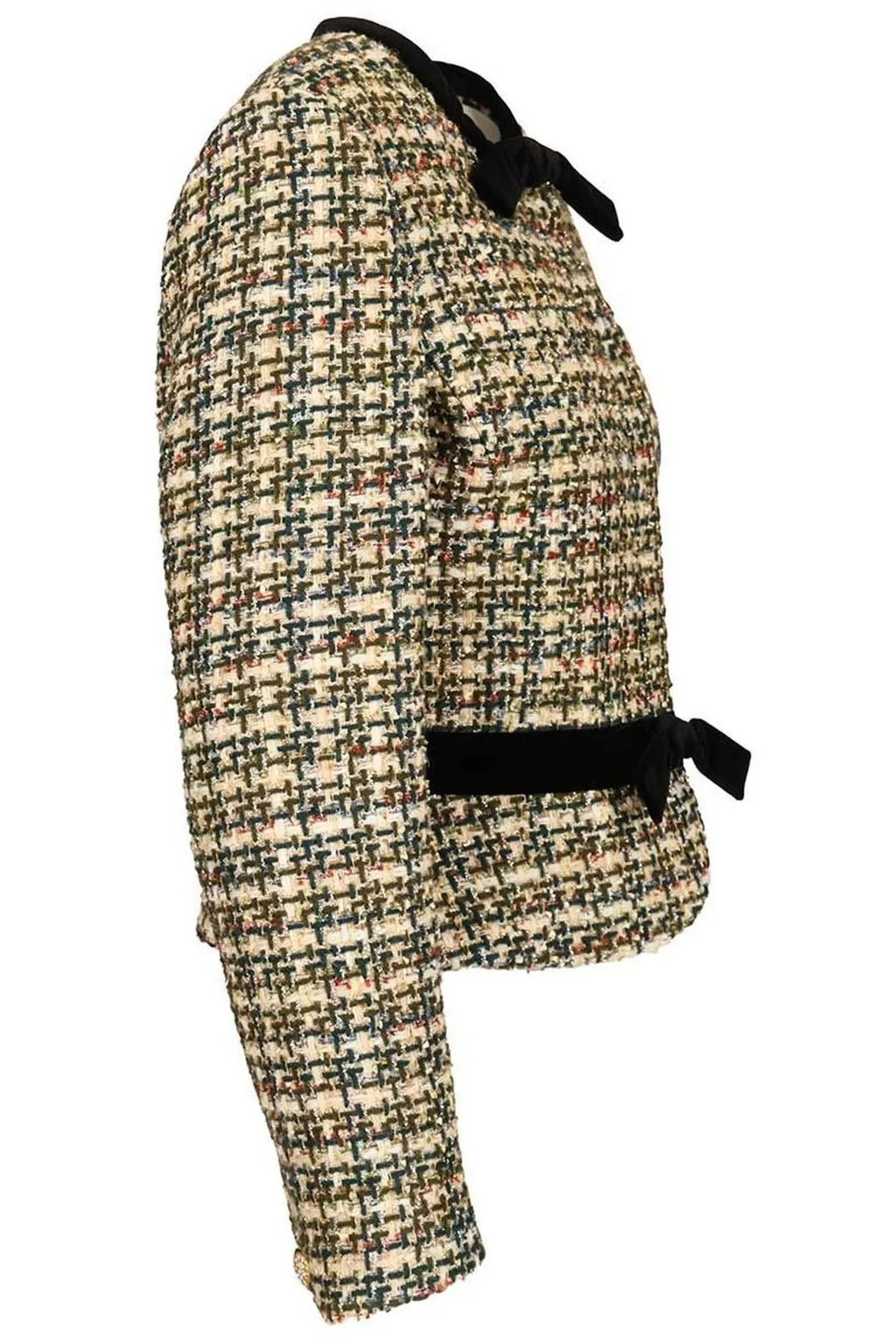 Tweed Jacket With Velvet Bows