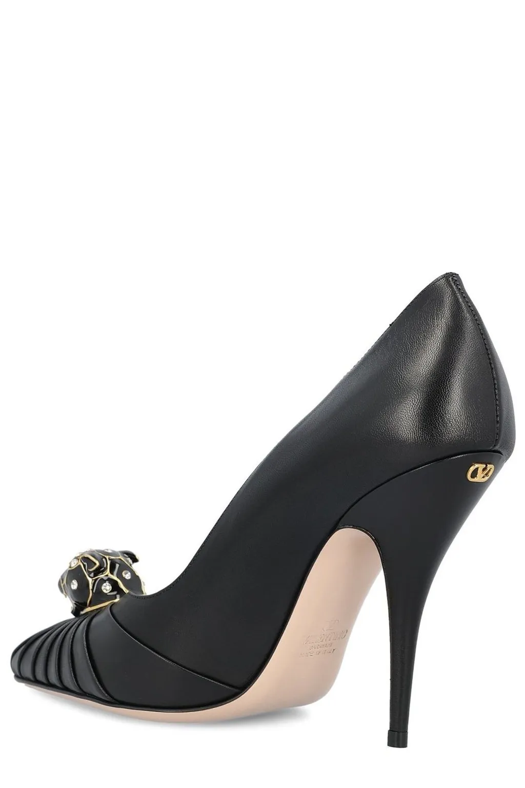 Panther-Embellished Leather Pumps