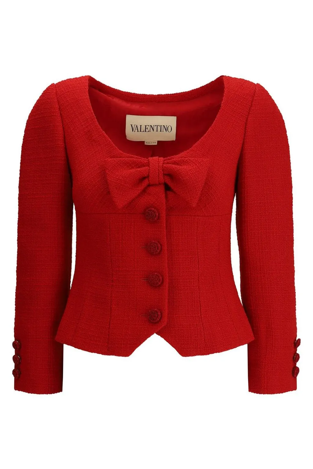 Tweed Jacket With Bow Detail