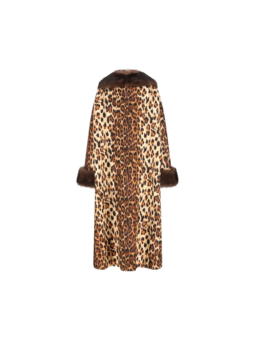 Leopard Print Coat With Fur Trim