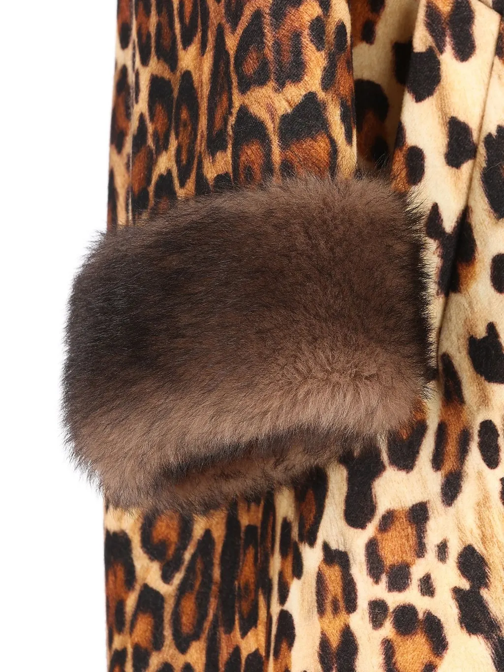 Leopard Print Coat With Fur Trim