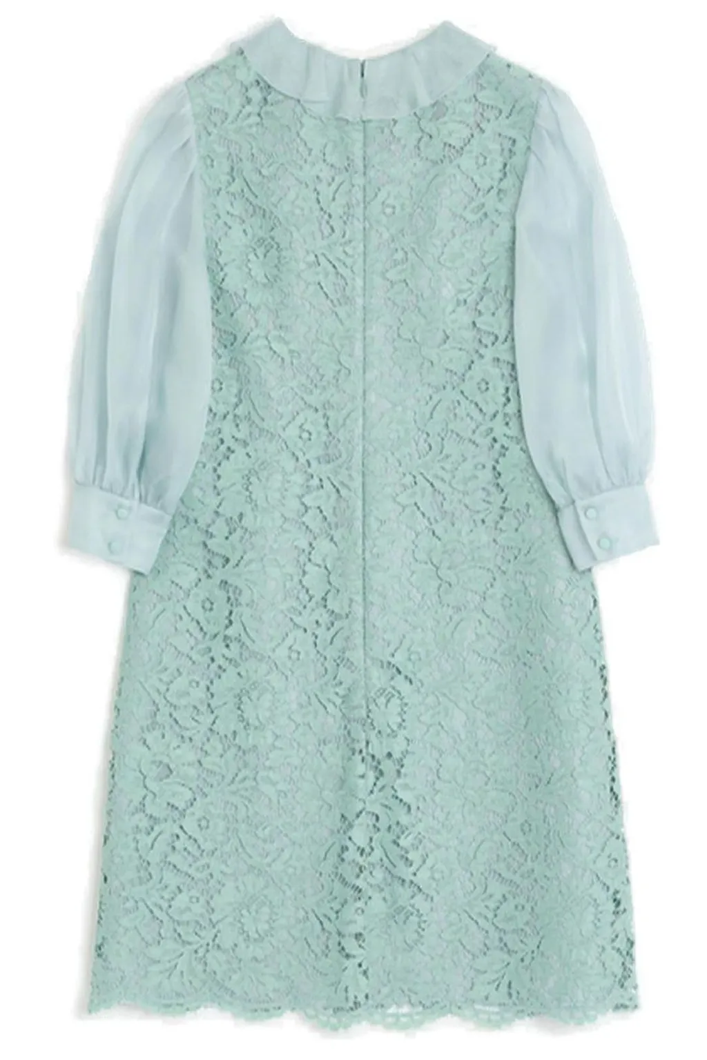 Lace Dress With Ruffled Neckline