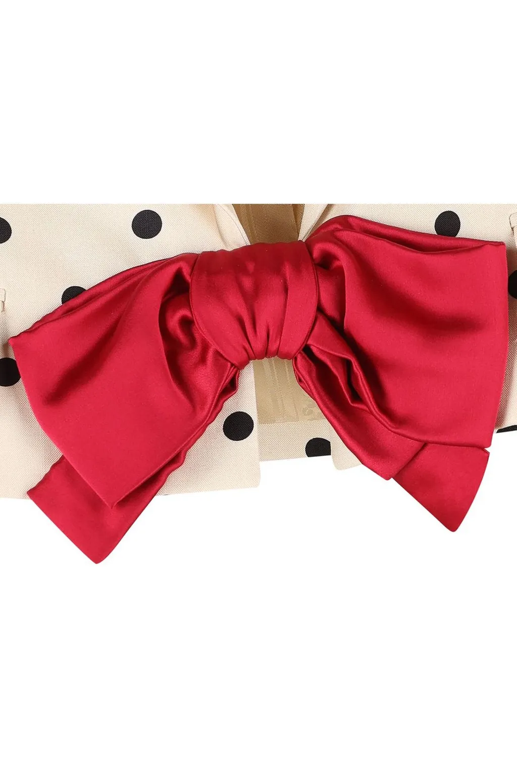 Polka Dot Cropped Blazer With Bow