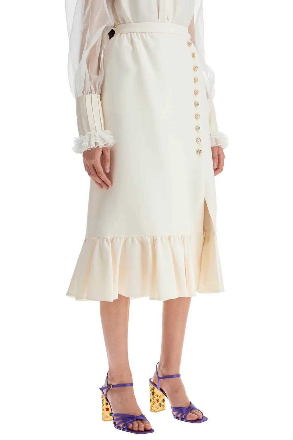 Midi Skirt With Ruffle Hem