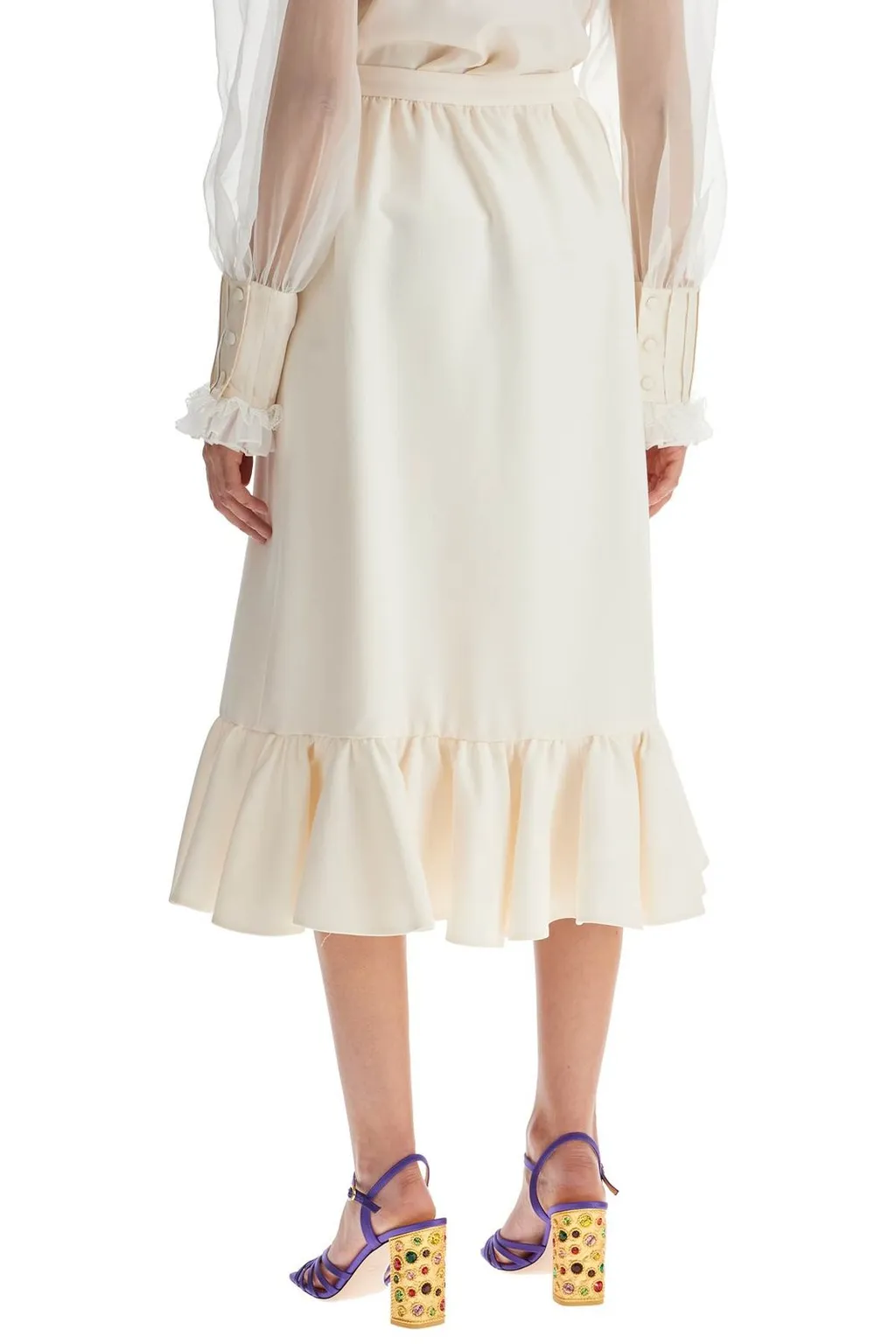 Midi Skirt With Ruffle Hem