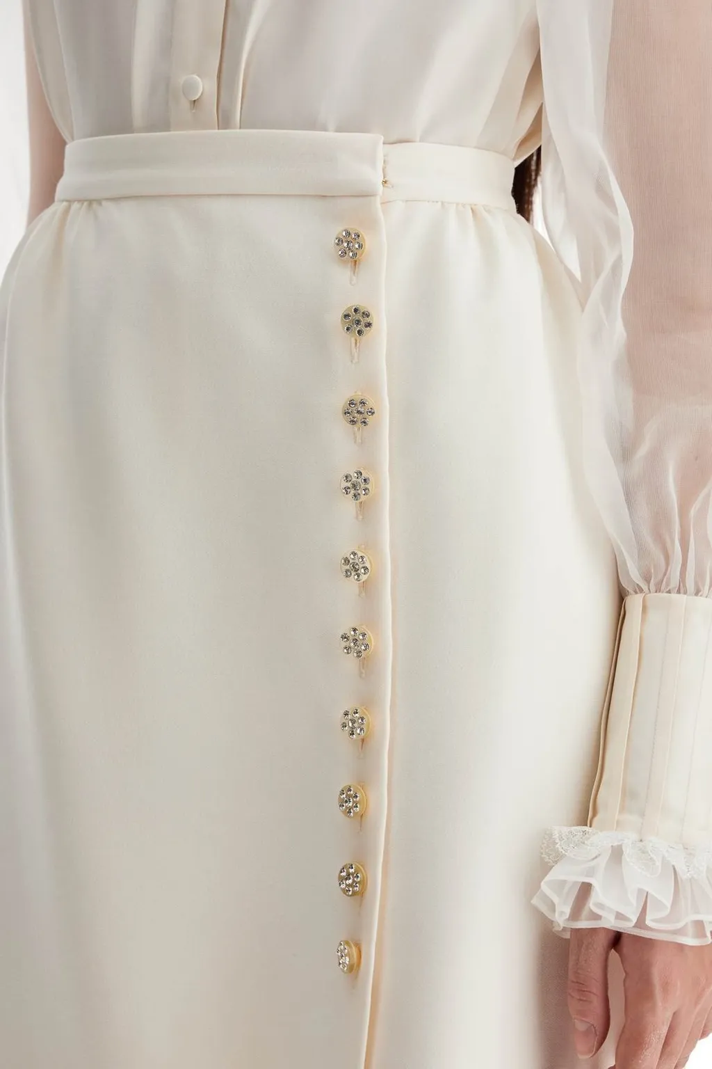 Midi Skirt With Ruffle Hem