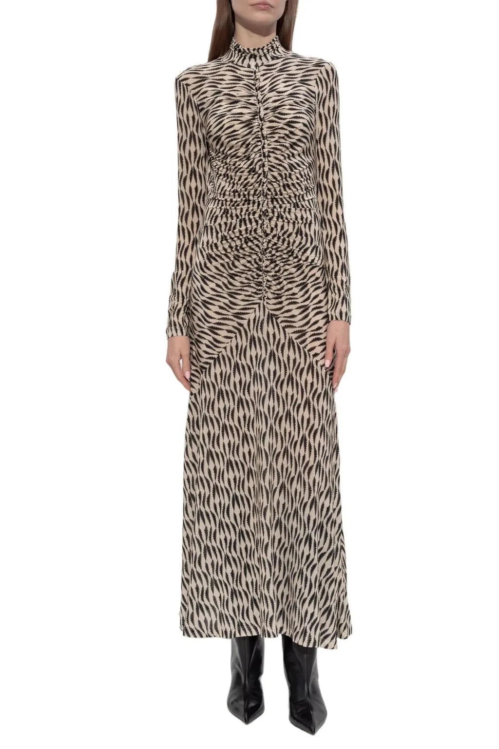 Ruched Zebra Print Maxi Dress