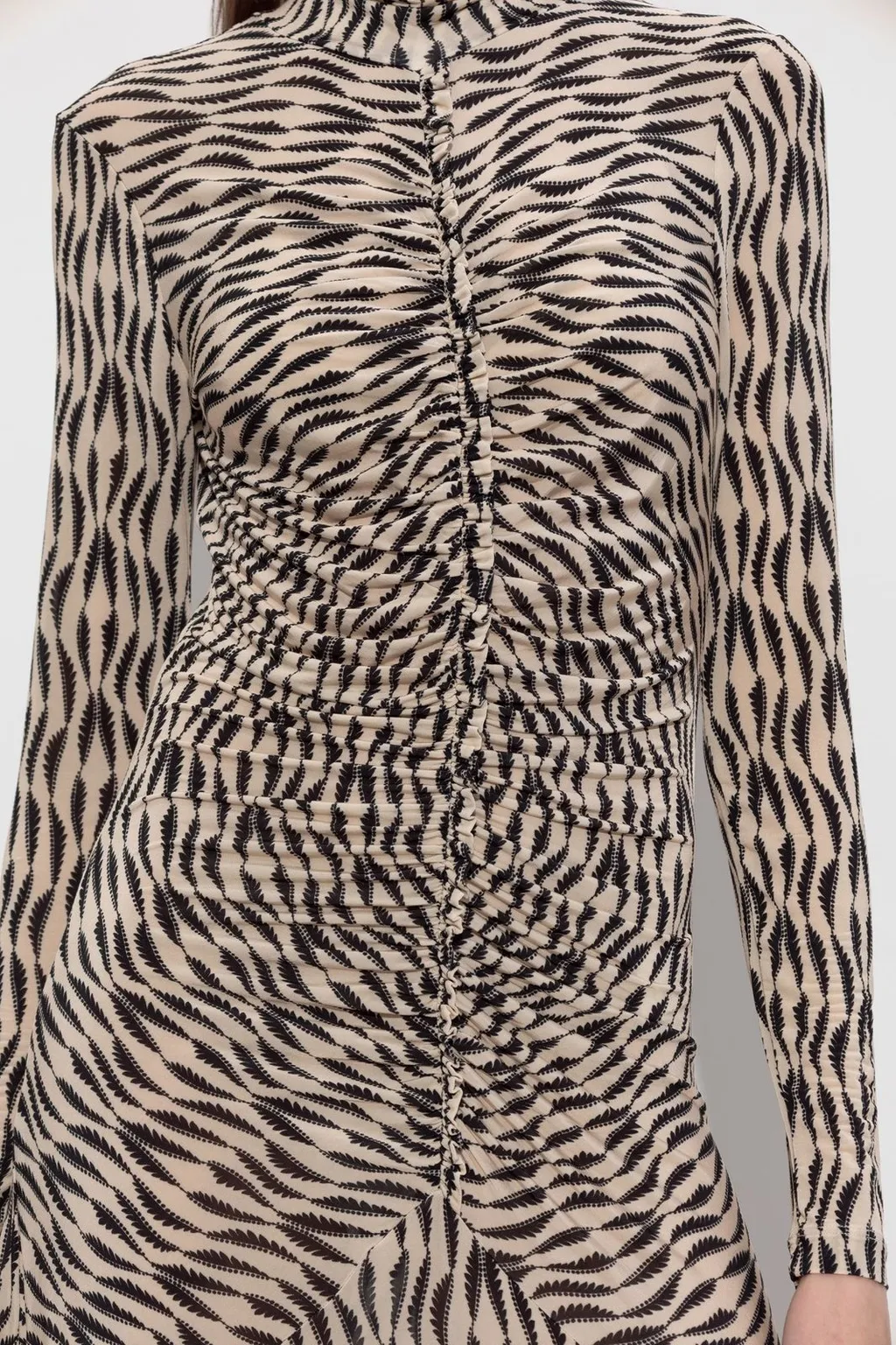 Ruched Zebra Print Maxi Dress
