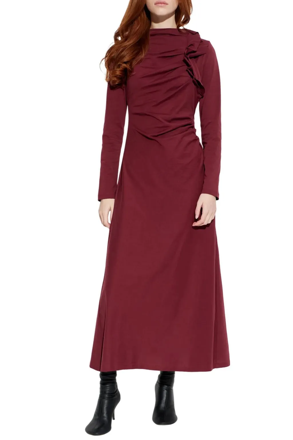 Ruched Neck Maxi Dress