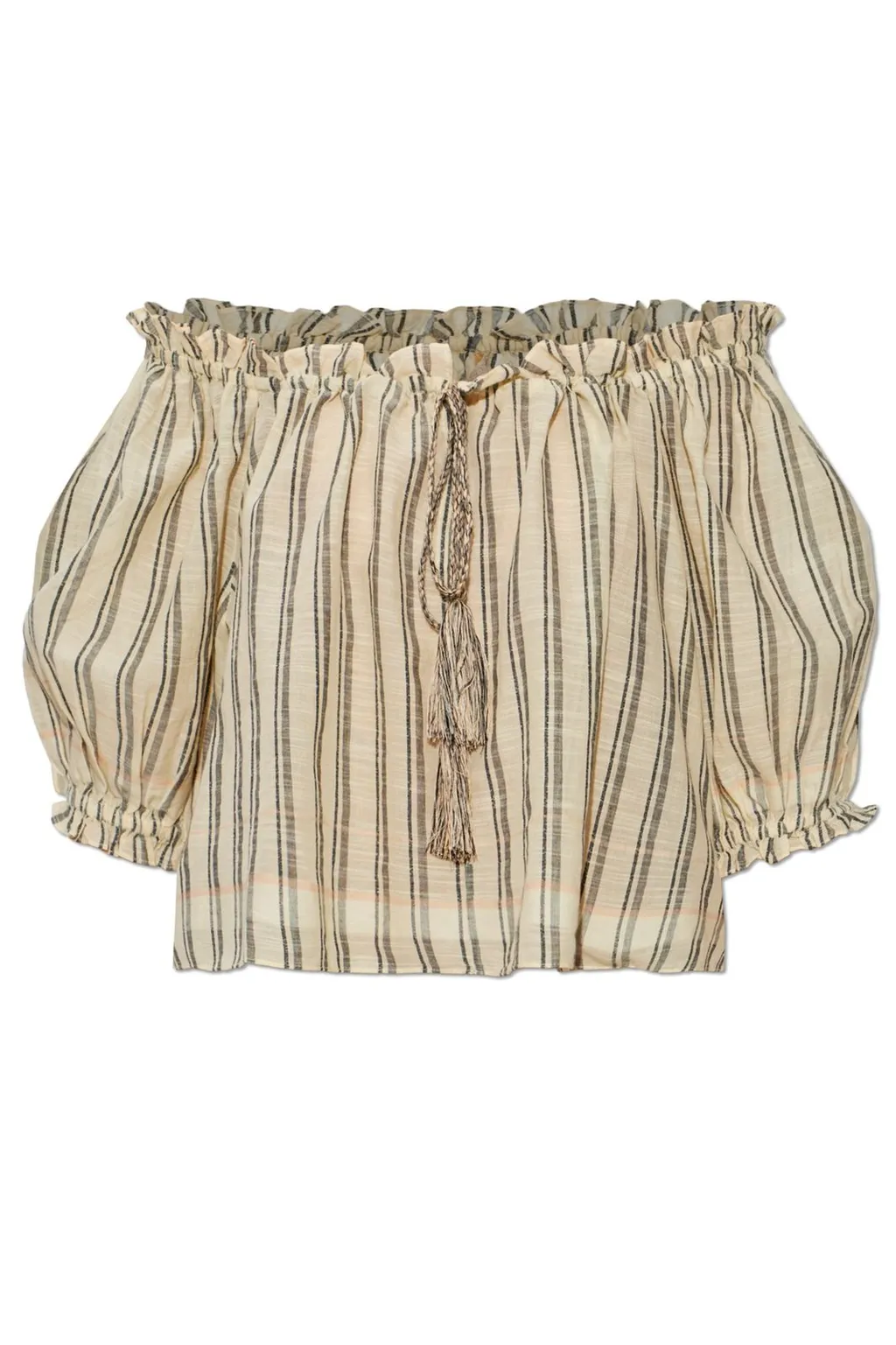 Off-The-Shoulder Striped Blouse