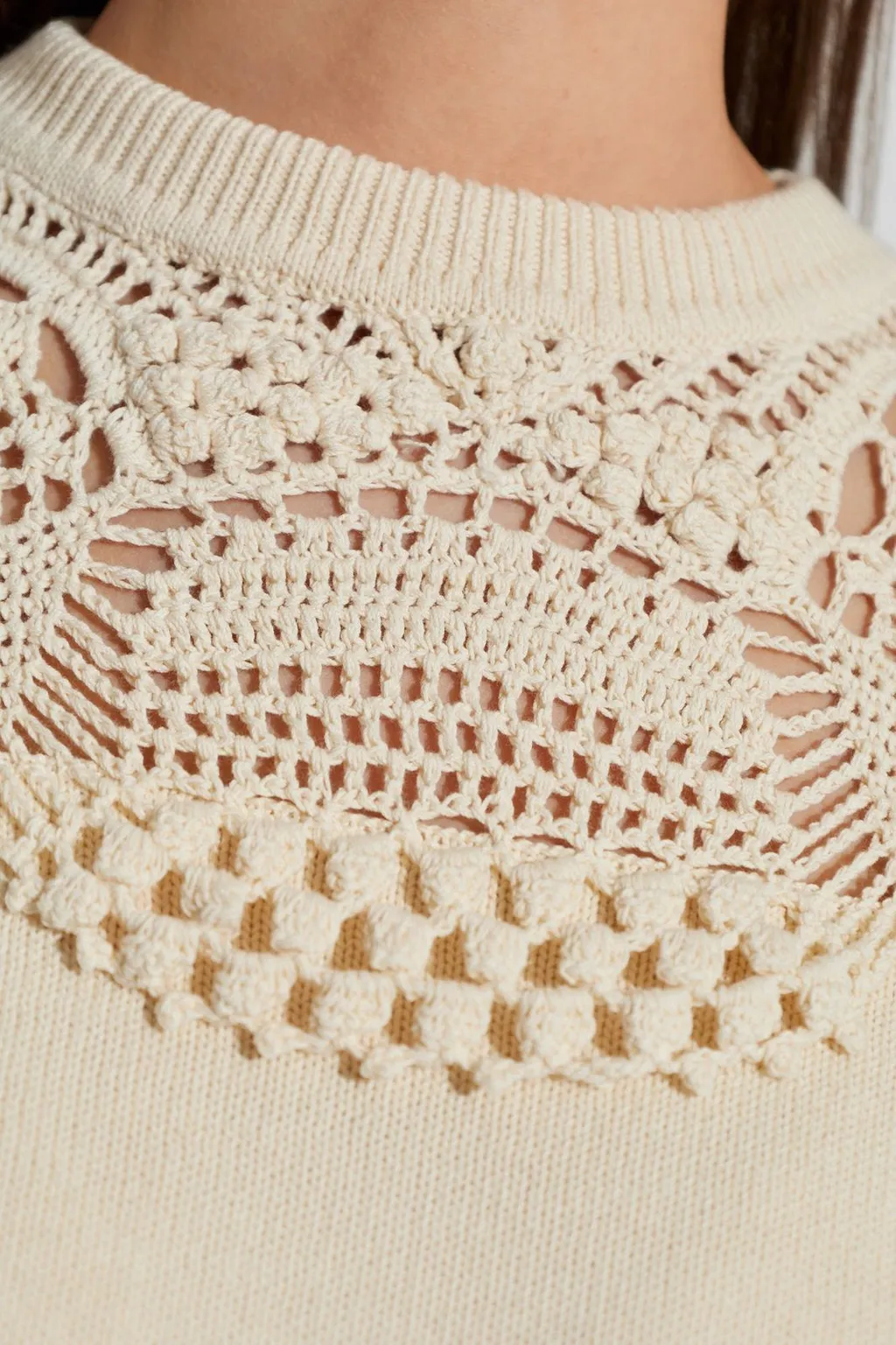 Knit Sweater With Crochet Detail