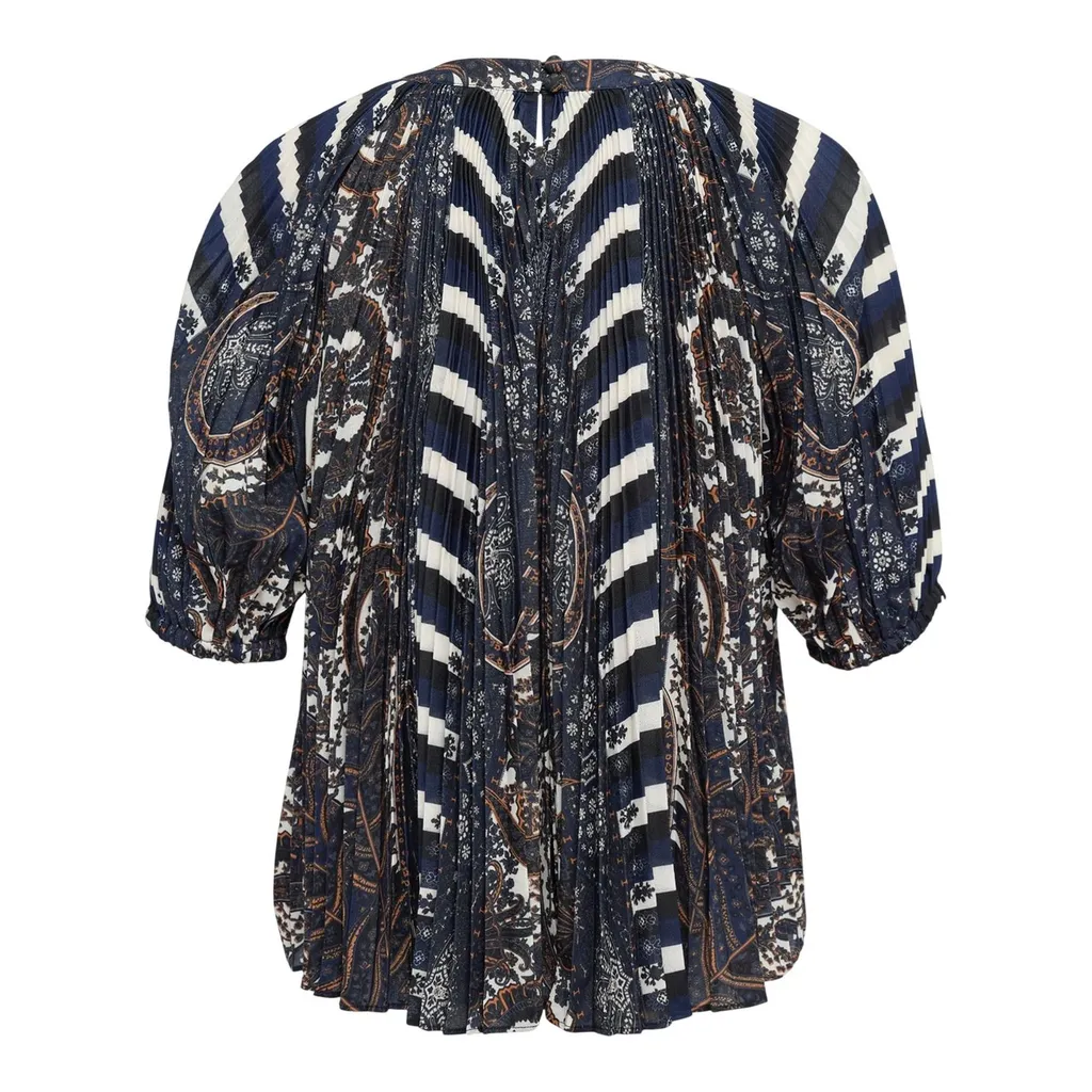 Pleated Print Blouse