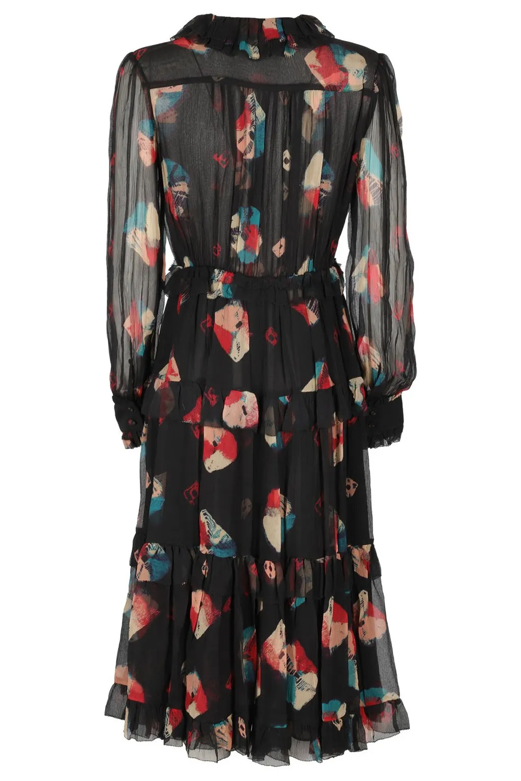 Ruffled Floral Print Chiffon Dress