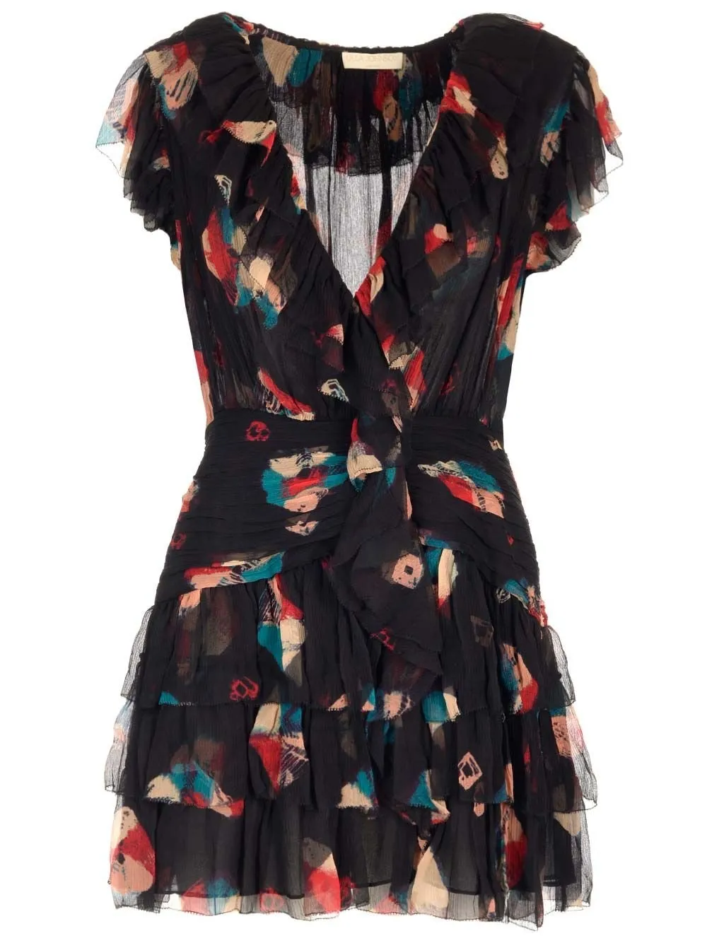 Ruffled Print Mini Dress