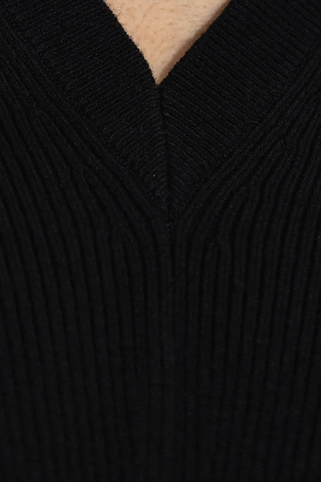 V-Neck Ribbed Knit Sweater