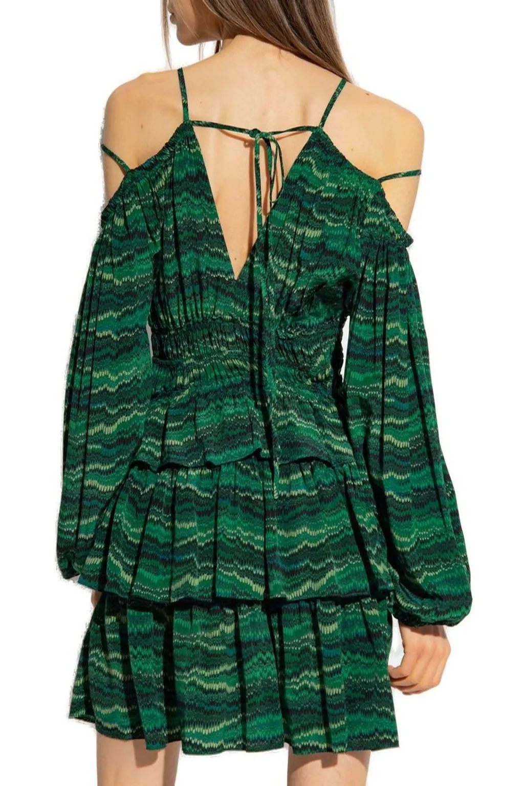Ruffled Cold-Shoulder Mini Dress