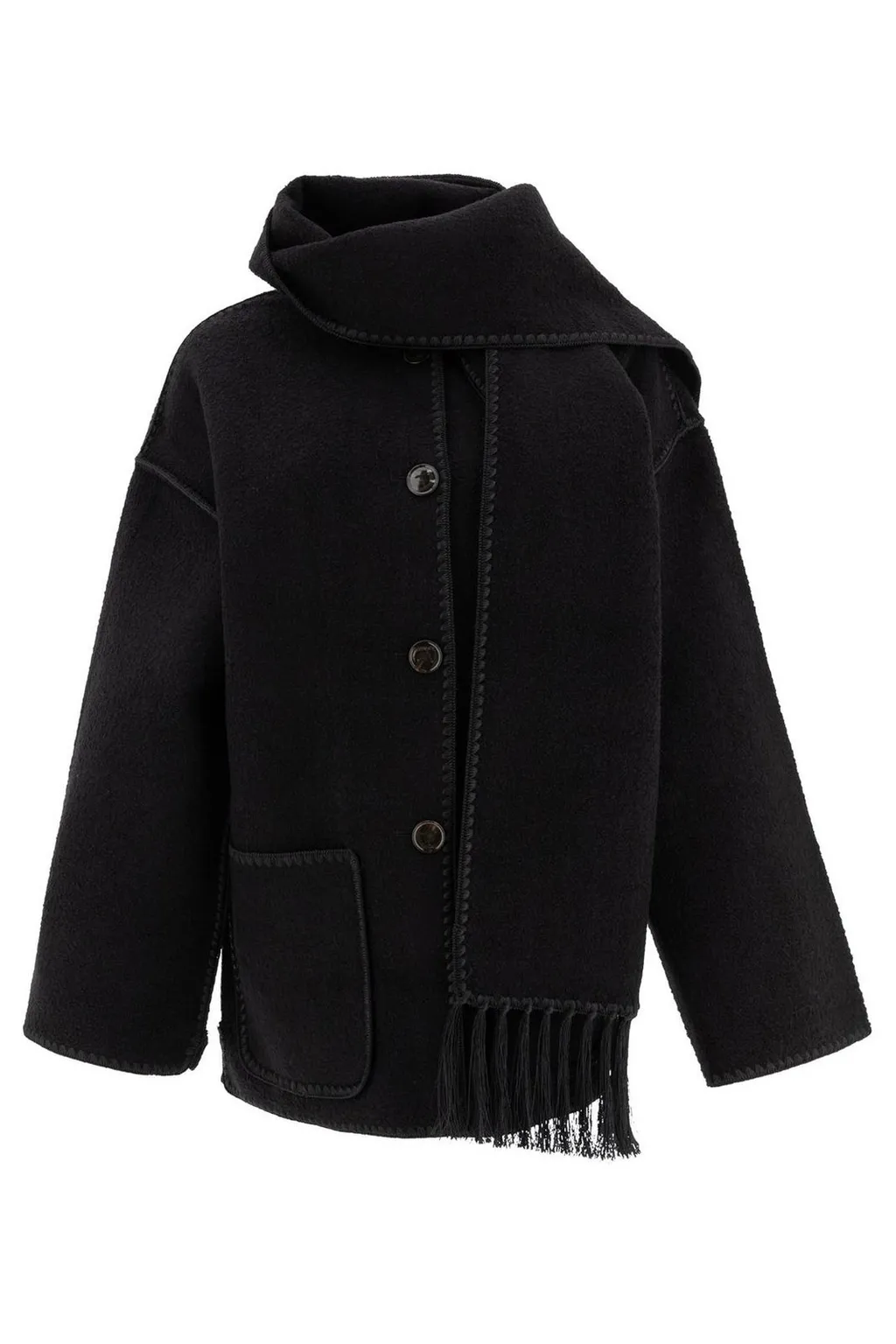 Wool Coat With Scarf