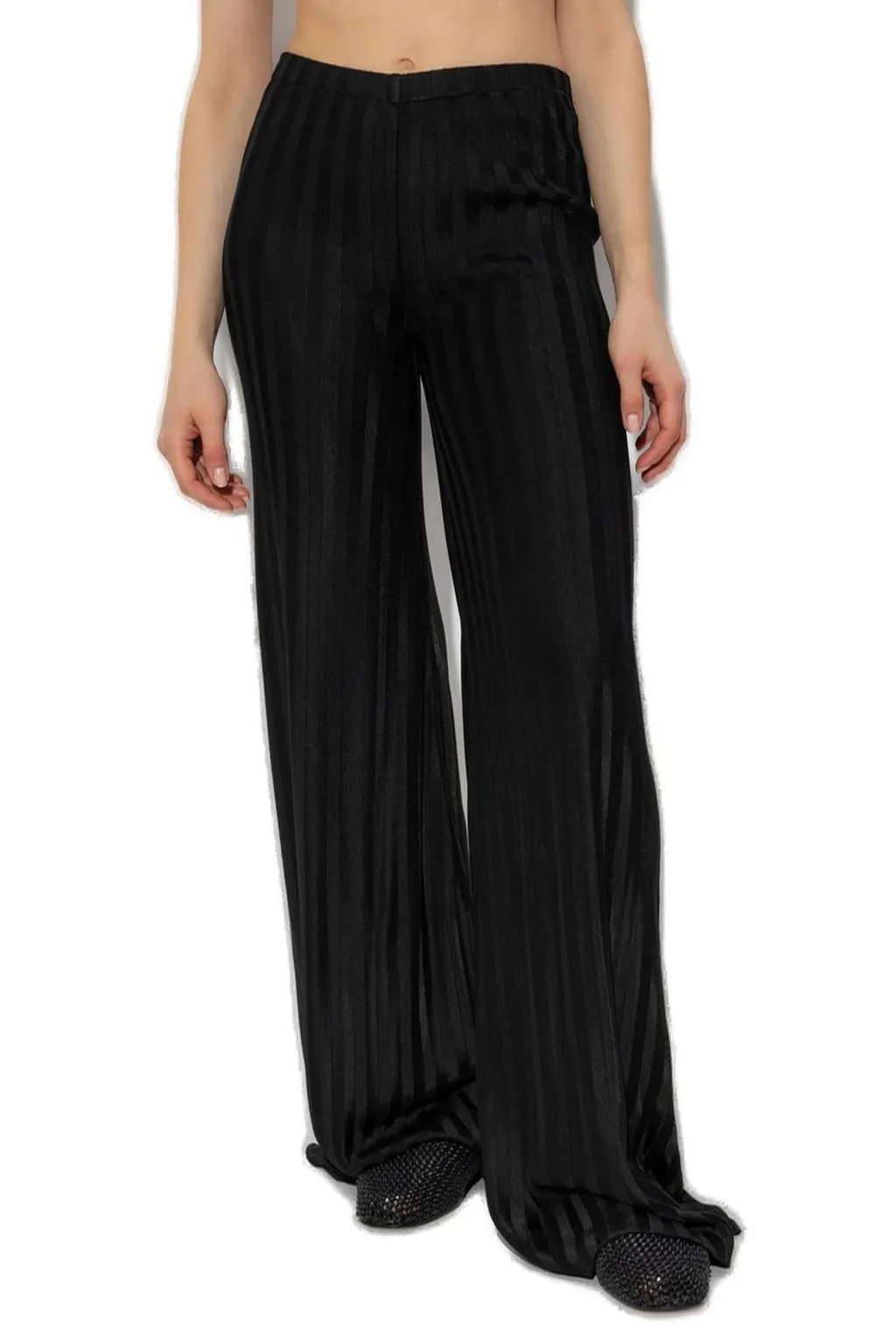Wide-Leg Striped Trousers