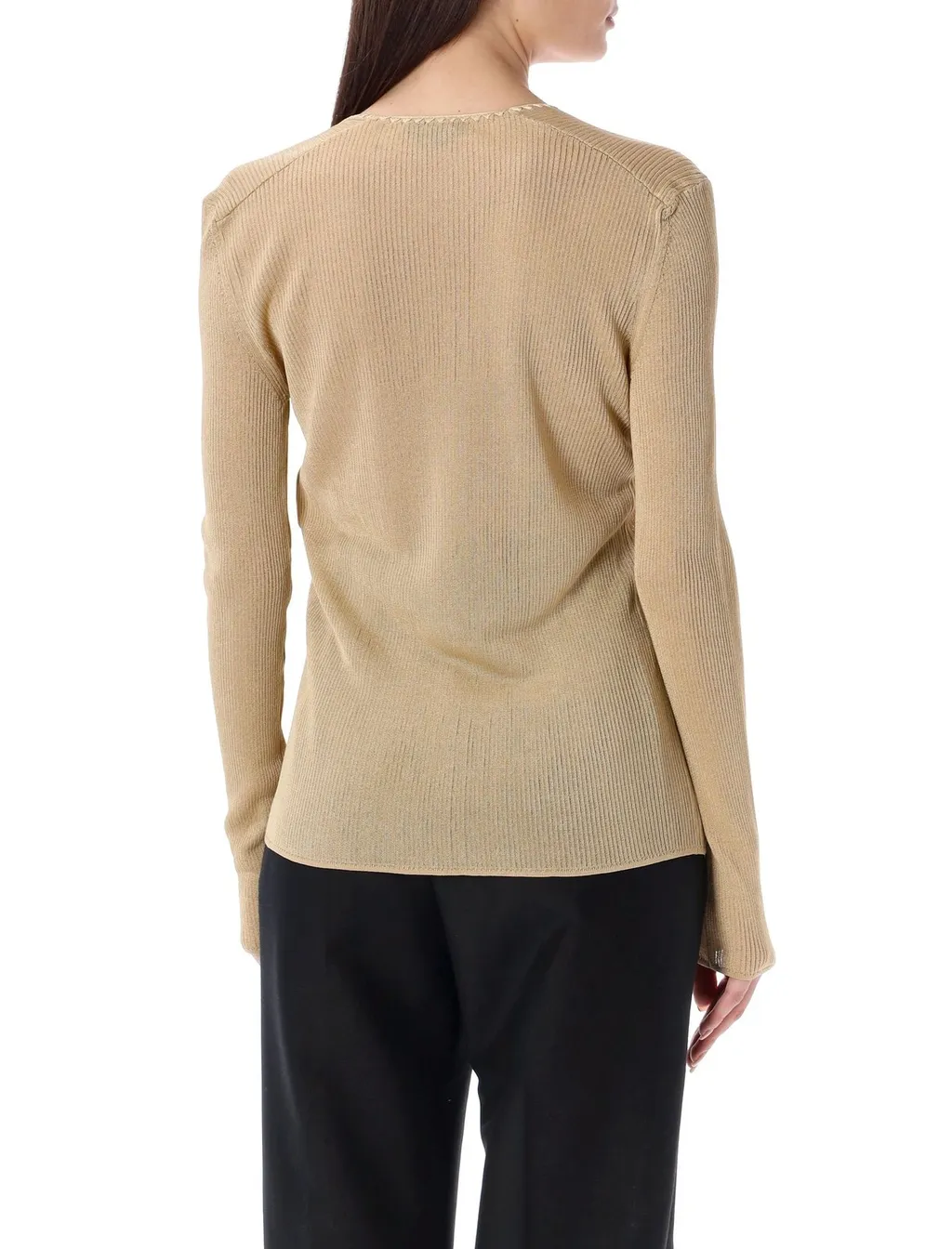 V-Neck Ribbed Knit Sweater