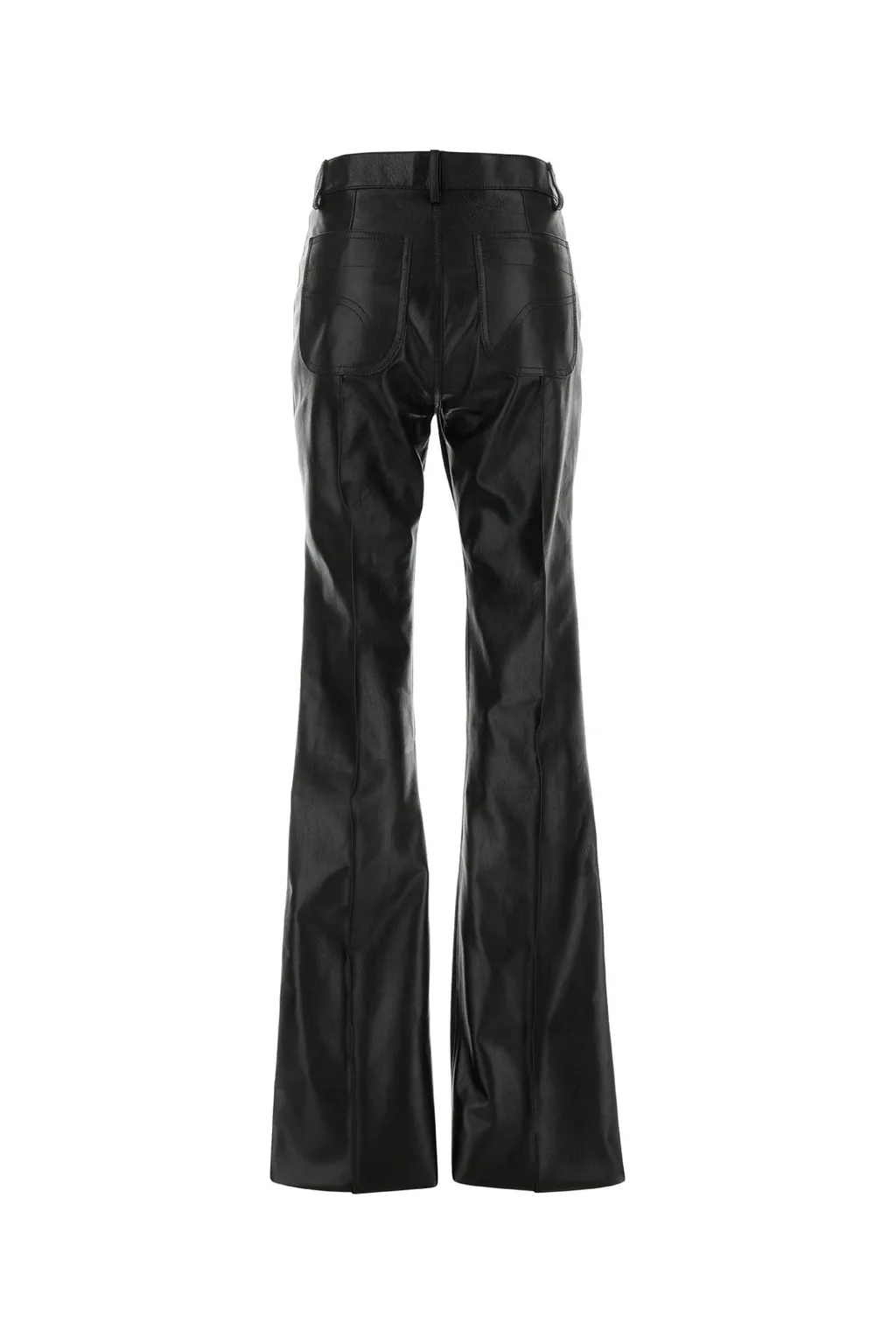 High-Waisted Flared Leather Trousers