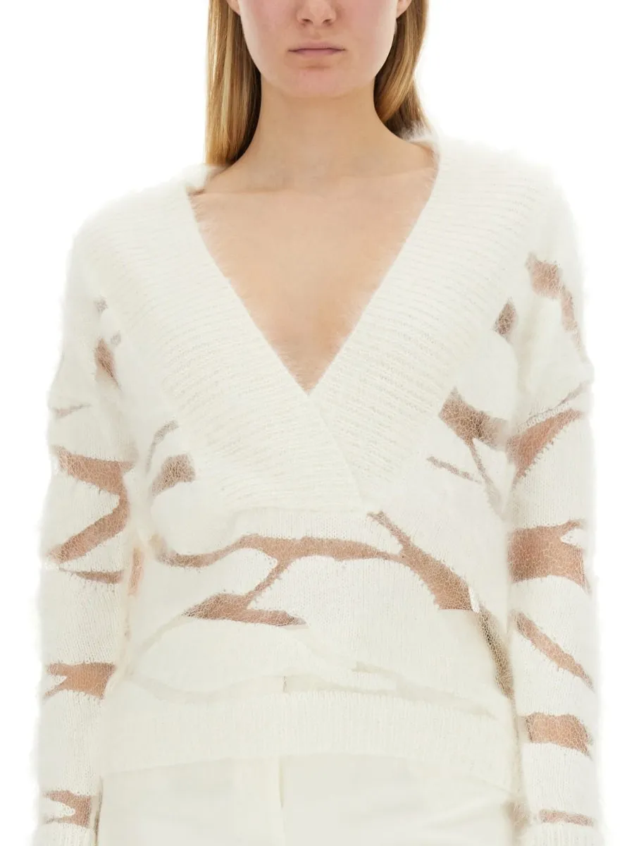V-Neck Wrap Knit Sweater