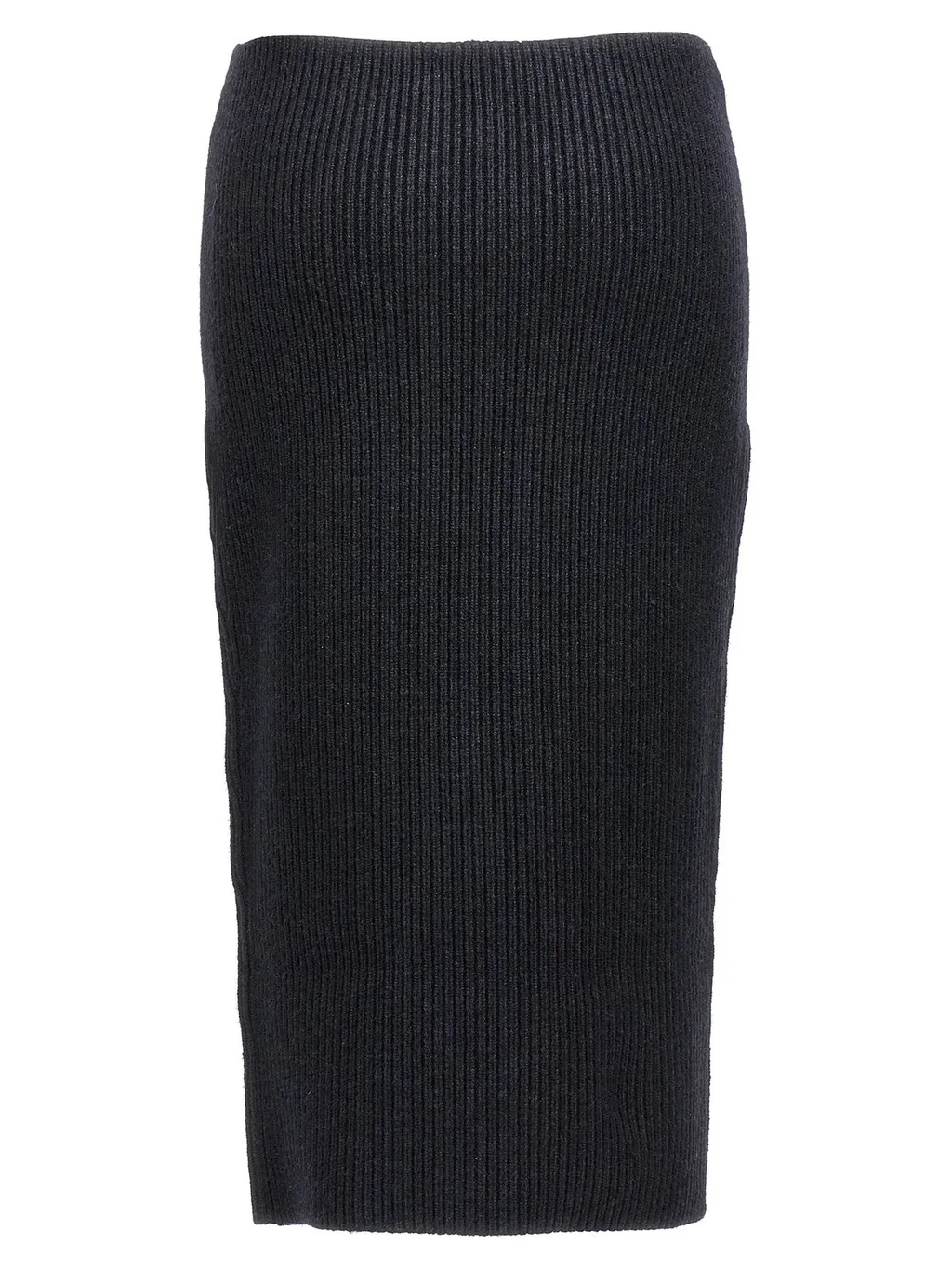 Ribbed Knit Midi Skirt With Zipper