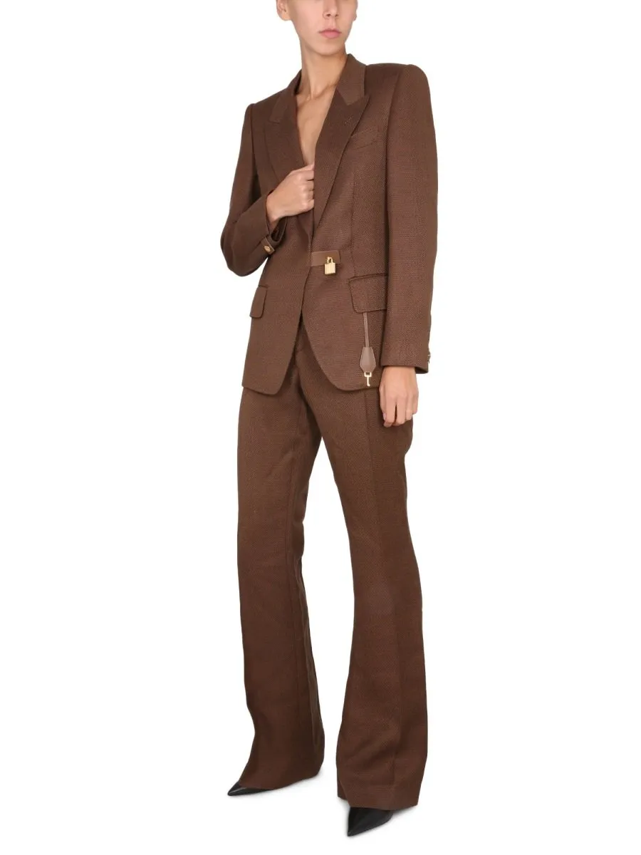 Single-Breasted Blazer With Padlock Detail