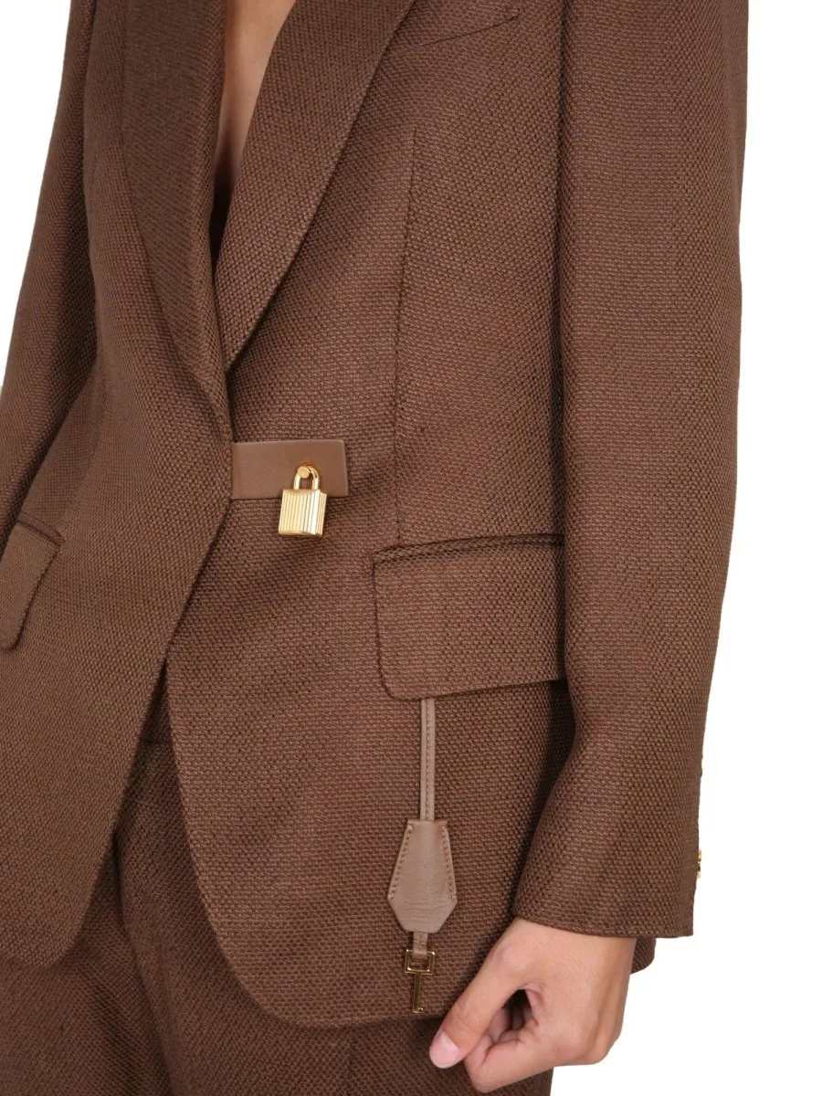 Single-Breasted Blazer With Padlock Detail