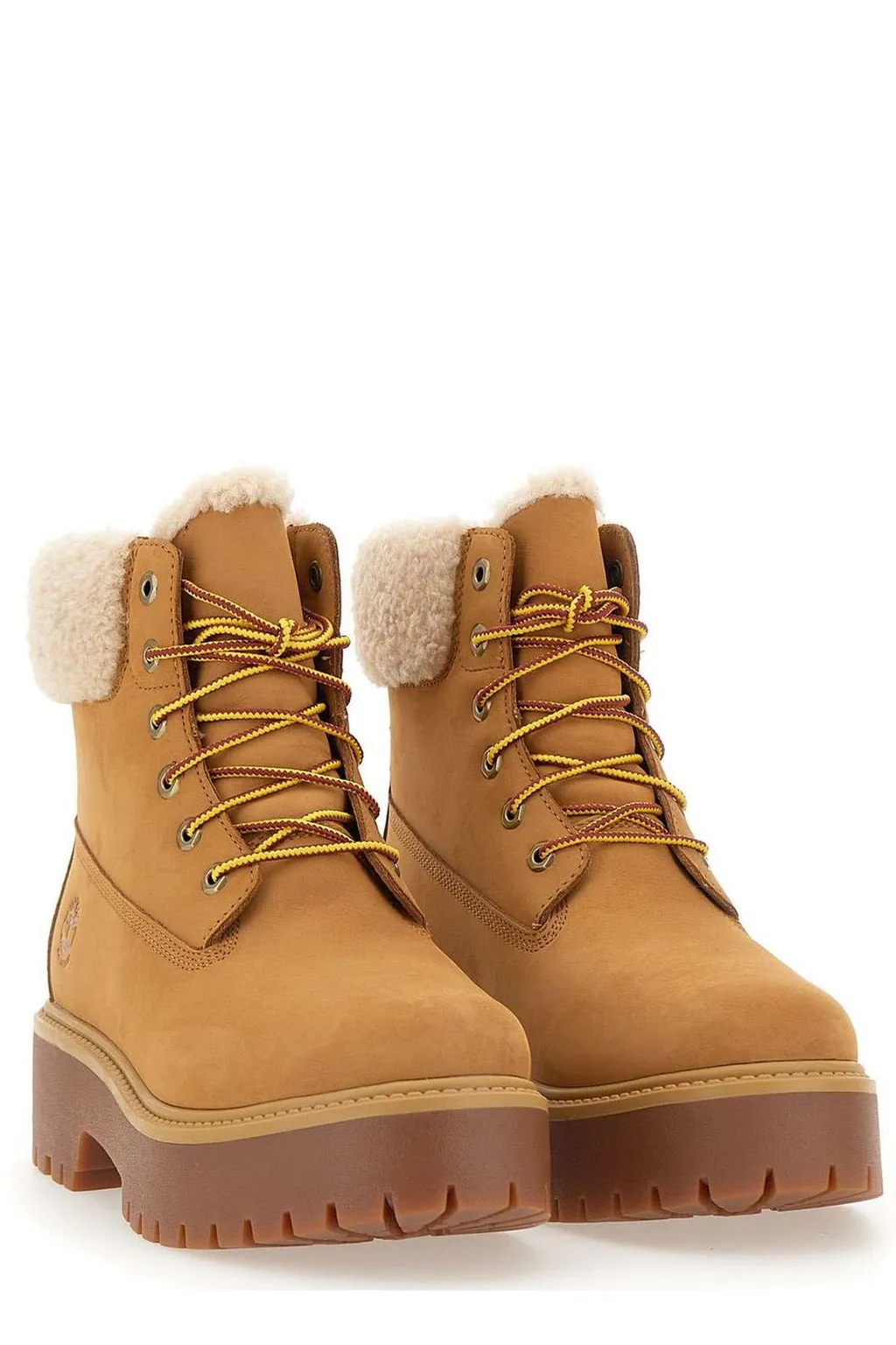 Lace-Up Ankle Boots With Shearling Trim