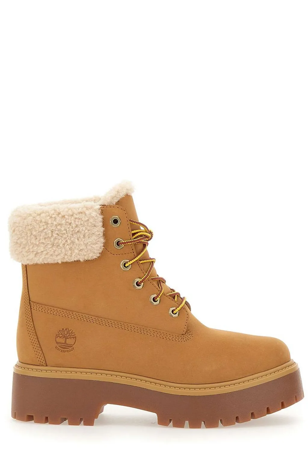 Lace-Up Ankle Boots With Shearling Trim