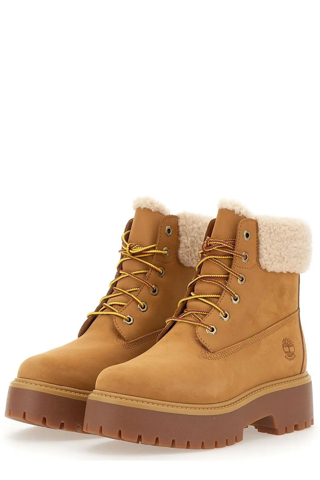 Lace-Up Ankle Boots With Shearling Trim