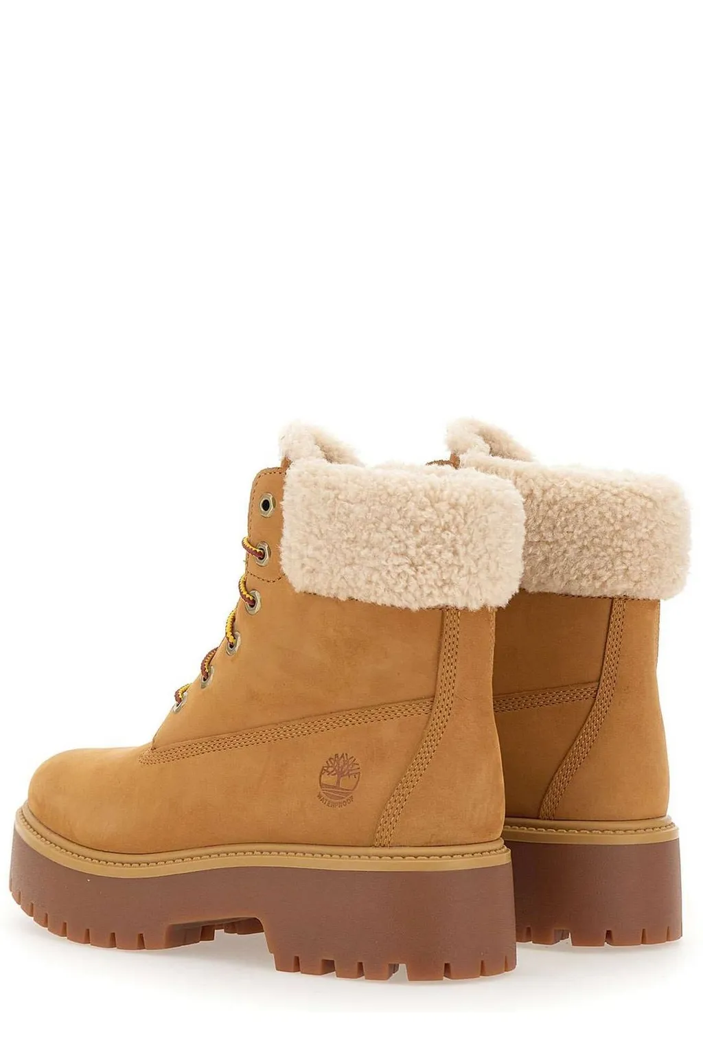Lace-Up Ankle Boots With Shearling Trim