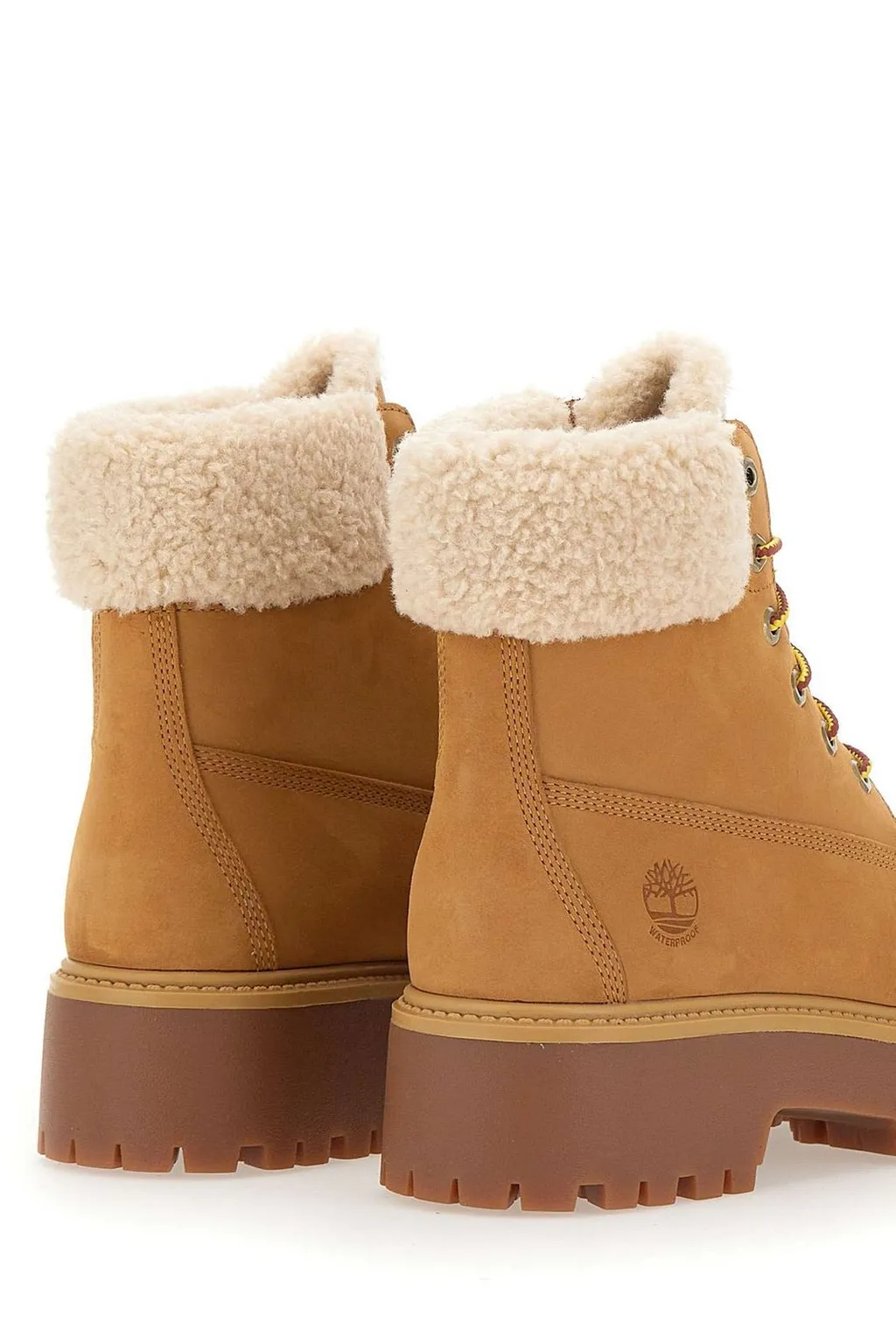 Lace-Up Ankle Boots With Shearling Trim