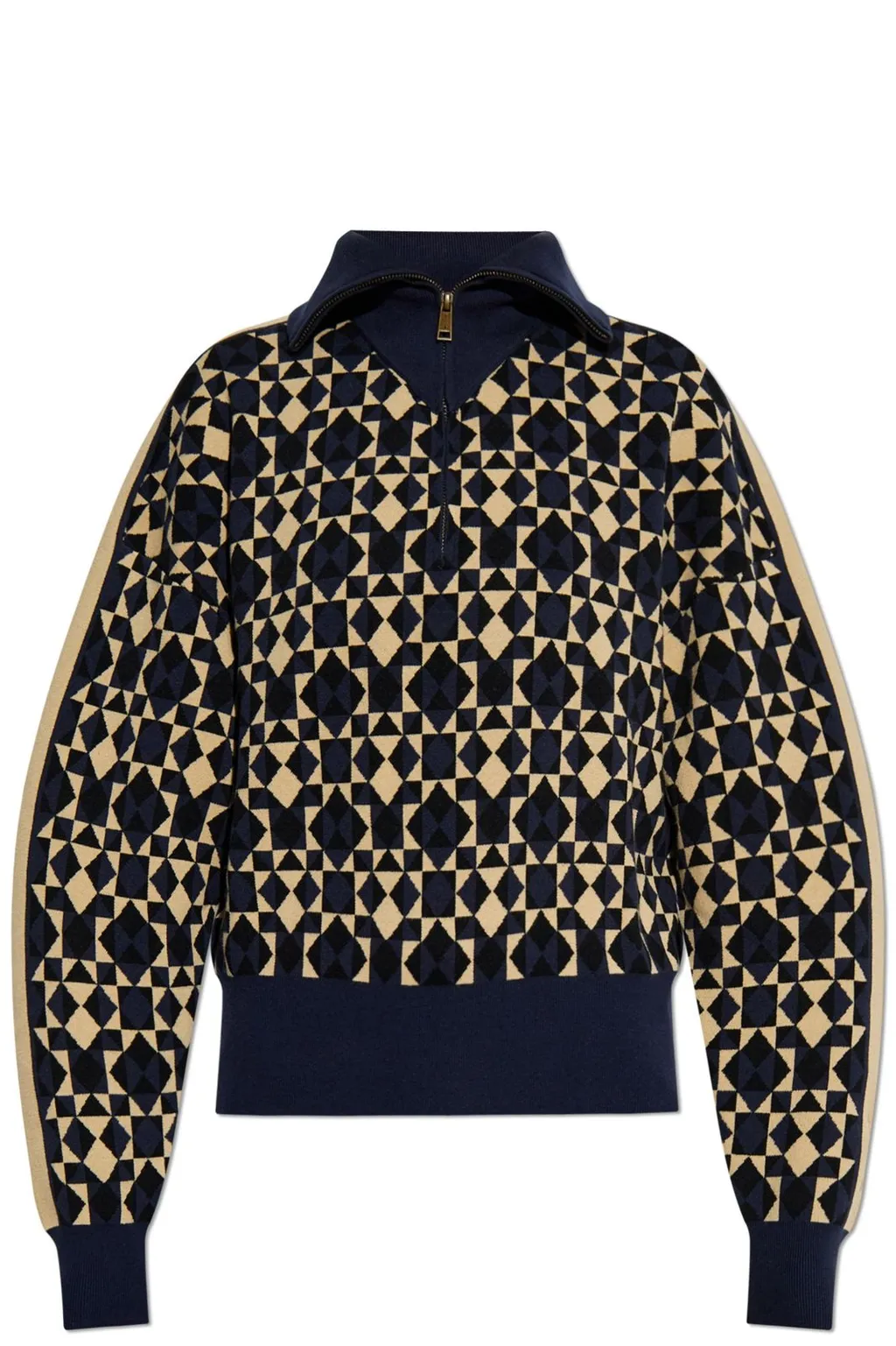 Geometric Print Half-Zip Sweater