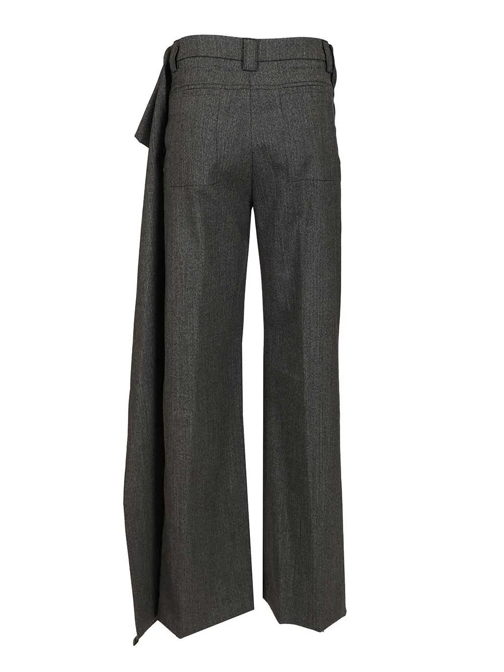 Wide-Leg Trousers With Draped Overlay