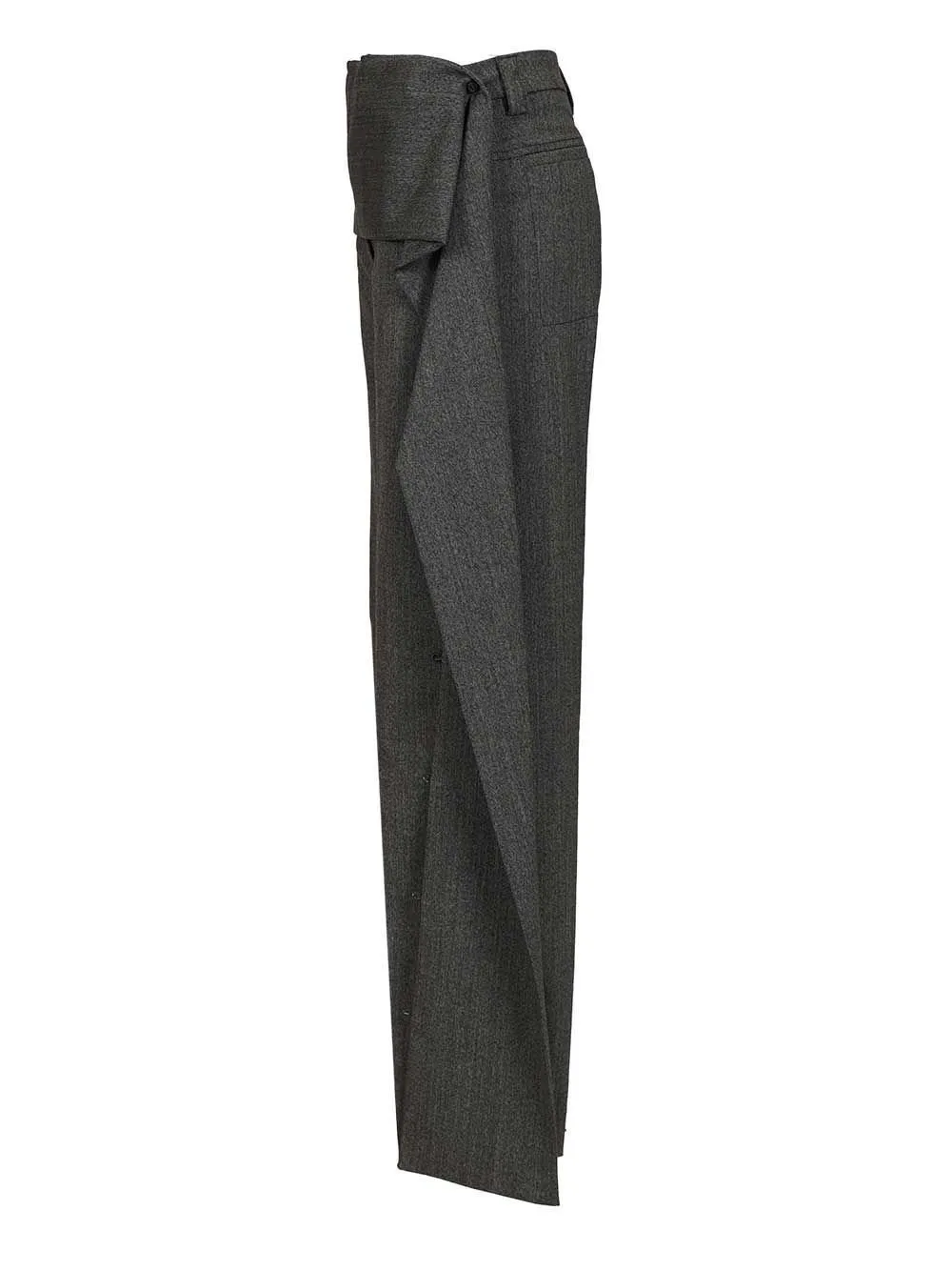 Wide-Leg Trousers With Draped Overlay
