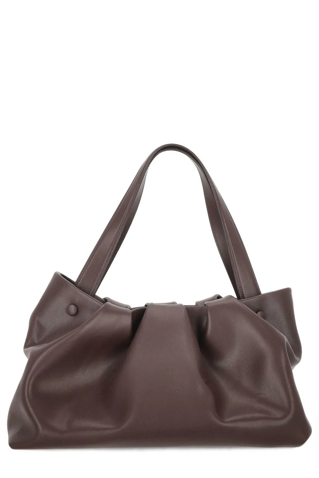 Ruched Leather Tote Bag