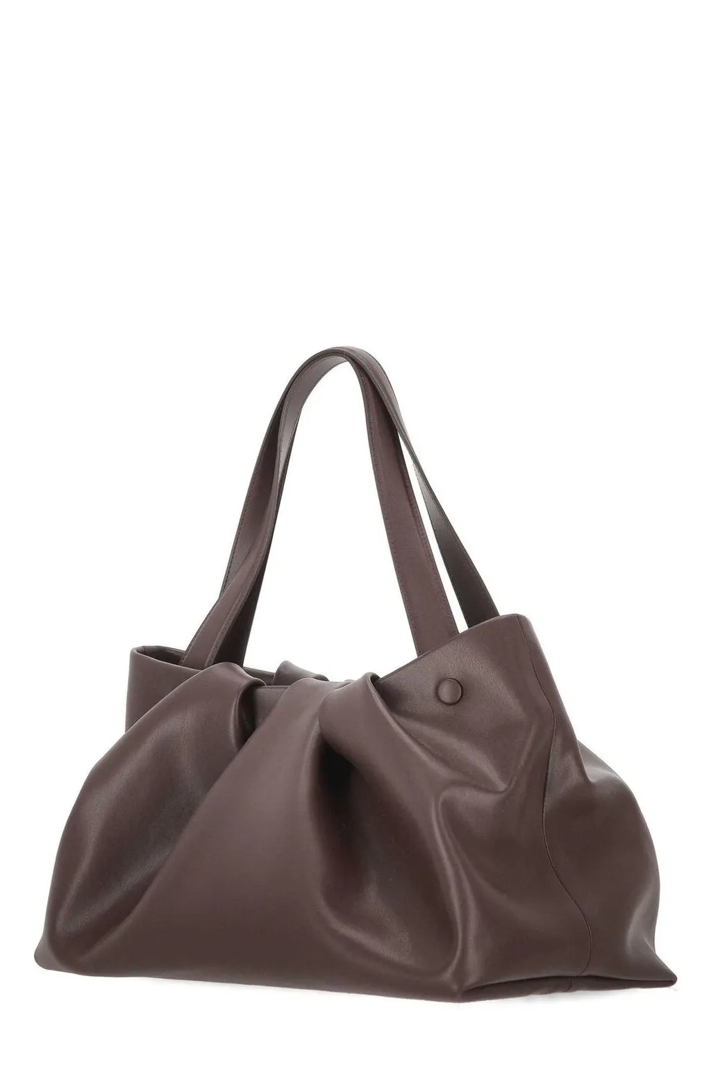 Ruched Leather Tote Bag