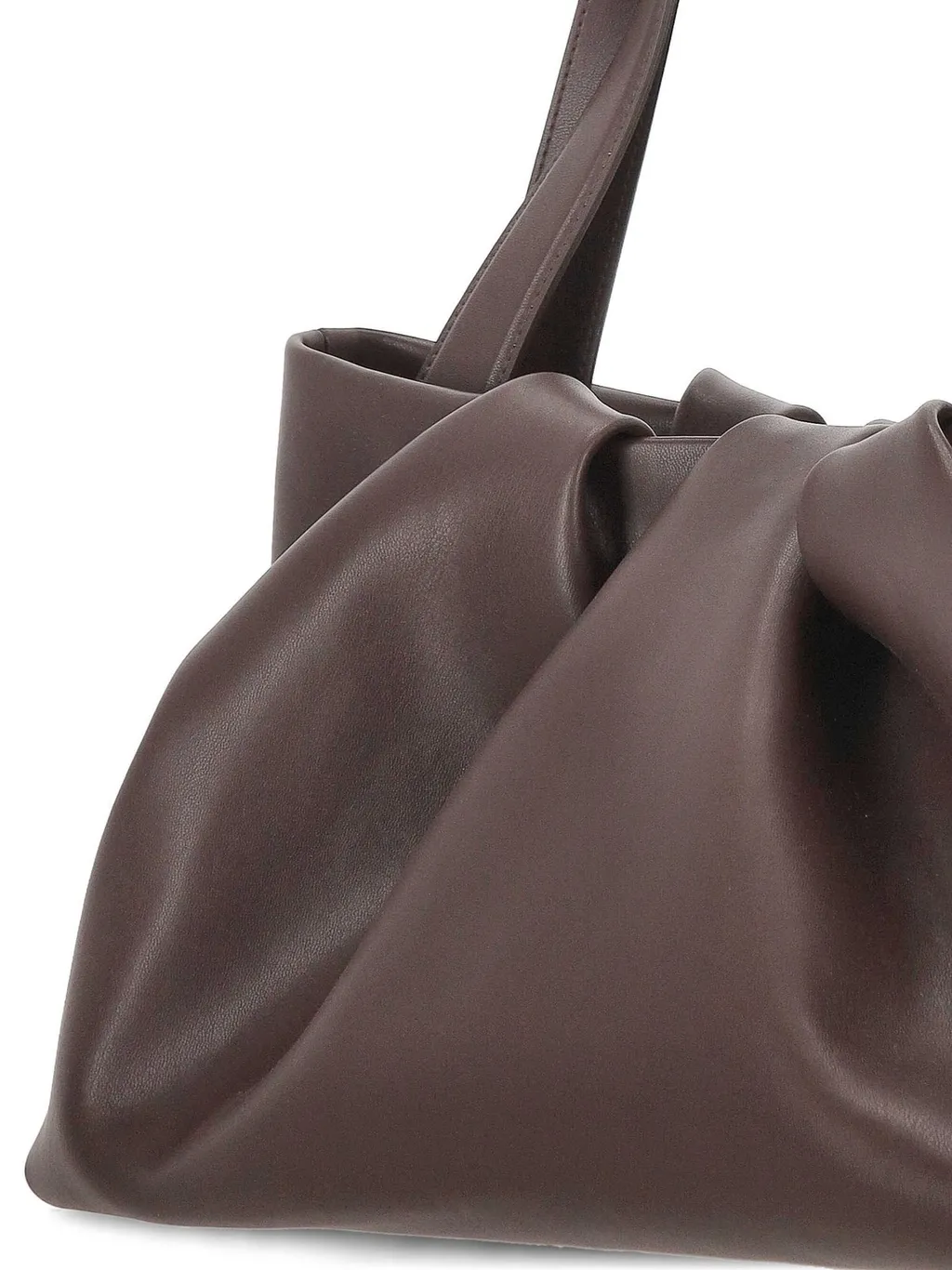 Ruched Leather Tote Bag