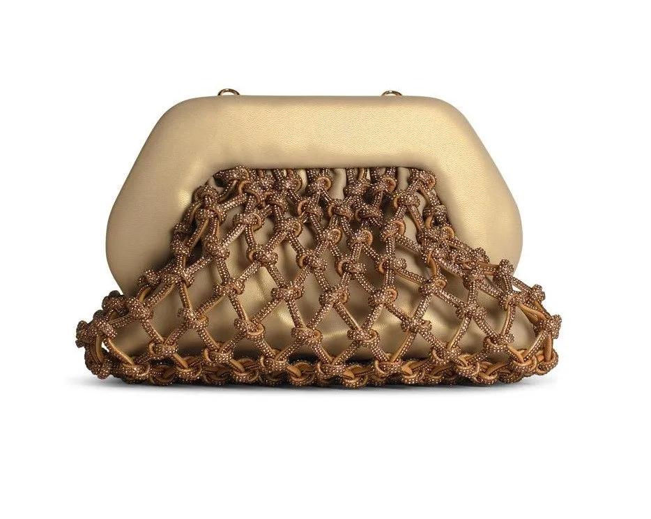 Clutch Bag With Knotted Net Overlay