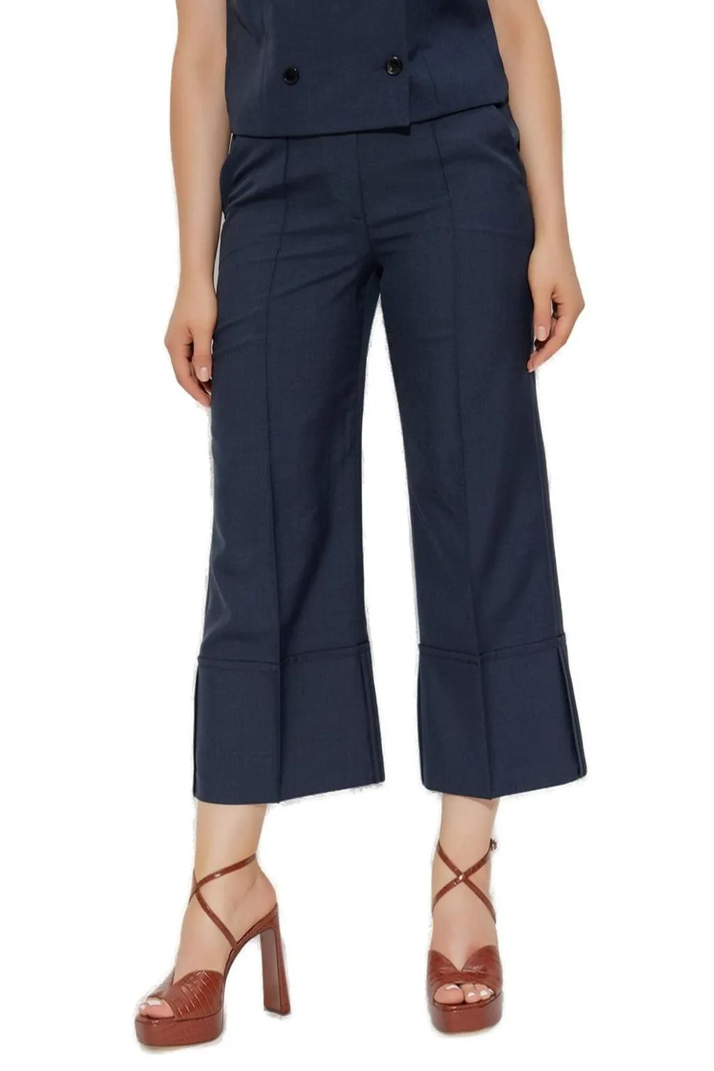 Cropped Flare Trousers