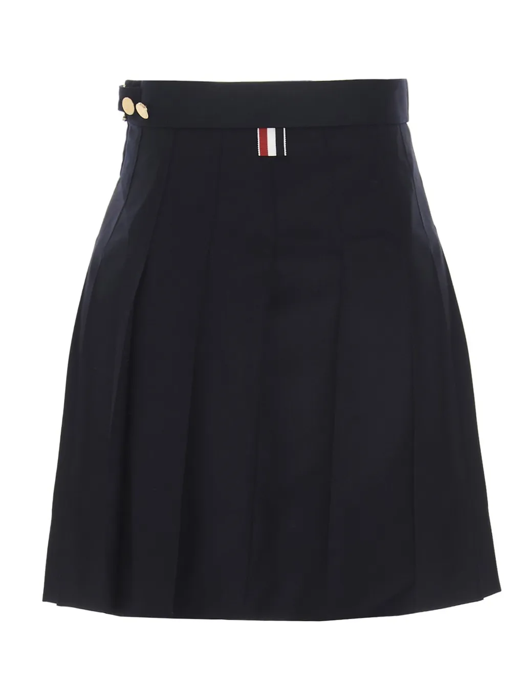 Pleated Skirt With Tricolor Stripe Detail
